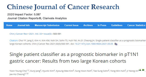 Chinese Journal of Cancer Research에 게재된 논문