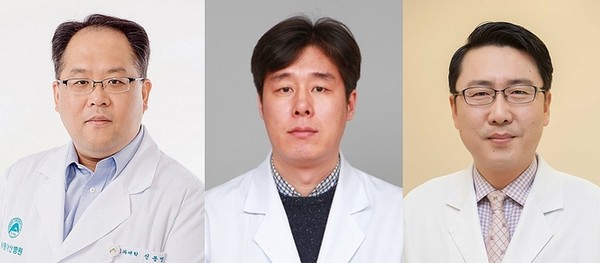 왼쪽부터 서울아산병원 의생명과학교실 신동명 · 손재경 교수, 비뇨의학과 홍범식 교수