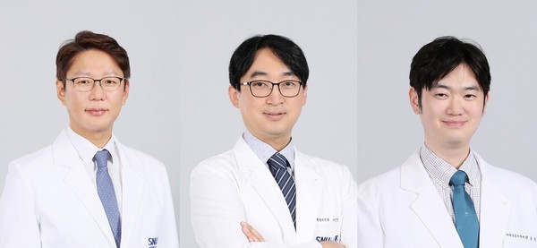 왼쪽부터 보라매병원 갑상선센터 채영준 교수, 마취통증의학과 이정만 교수, 원동욱 교수