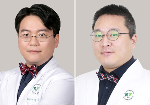왼쪽부터 건양대학교병원 정형외과 오병학 교수, 유현진 교수