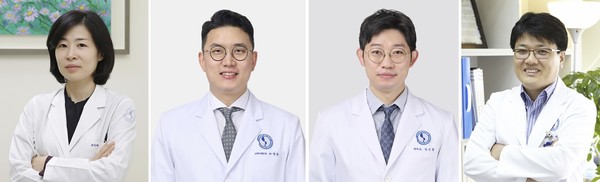 왼쪽부터 아주대의료원 피부과 강희영·박영준·김진철 교수 , 생화학교실 박태준 교수