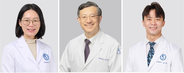 왼쪽부터 아주대병원 혈액종양내과 안미선, 최진혁, 김태환 교수