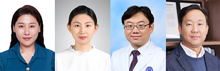 왼쪽부터 연세대 교진(Zhen Qiao) 연구원, 짱커룬(Kelun Zhang) 연구원, 박창욱 교수, 신용 교수