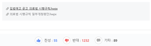 13일 오후 6시 현재 보건복지부 홈페이지 관련 행정예고 상황. 이미지 출처=보건복지부 홈페이지 캡쳐