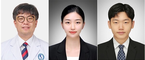 왼쪽부터 아주대병원 방사선종양학과 허재성 교수, 김선화·박준형 연구원